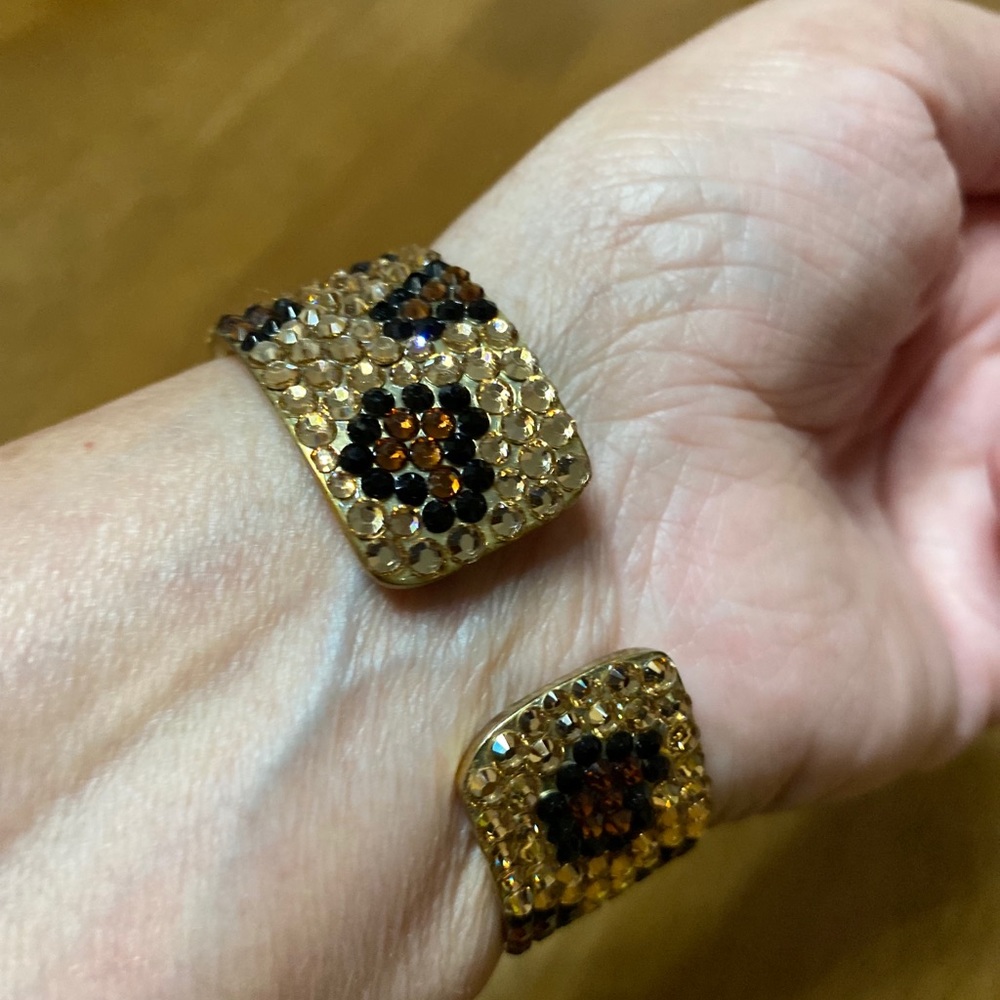 Cache Crystal Animal Print Bracelet Cuff Watch - image 6